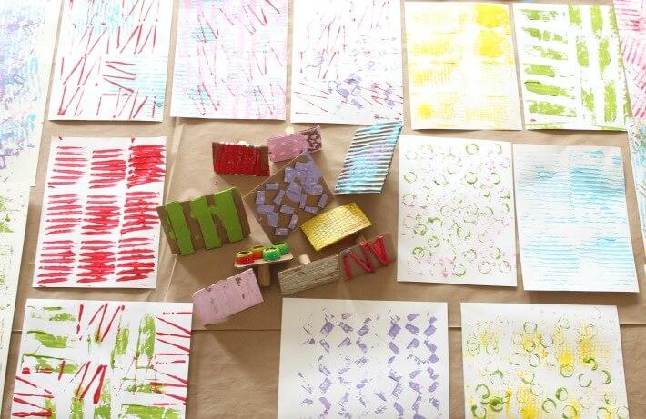 Make DIY Stamps with Cardboard & Textures (+ Spring Art Project)